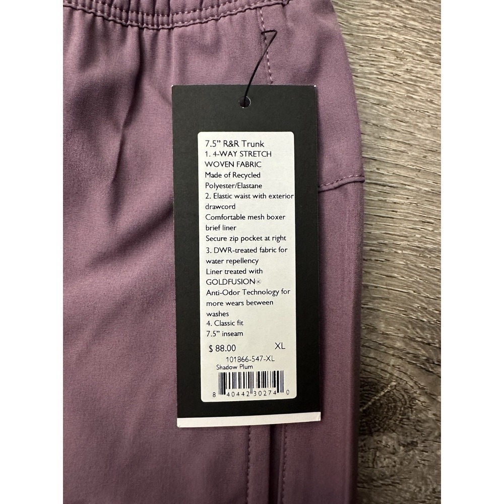 Rhône 7.5" R&R Swim Trunks Shorts 4 Way Stretch Size XL Shadow Plum - Picture 3 of 9